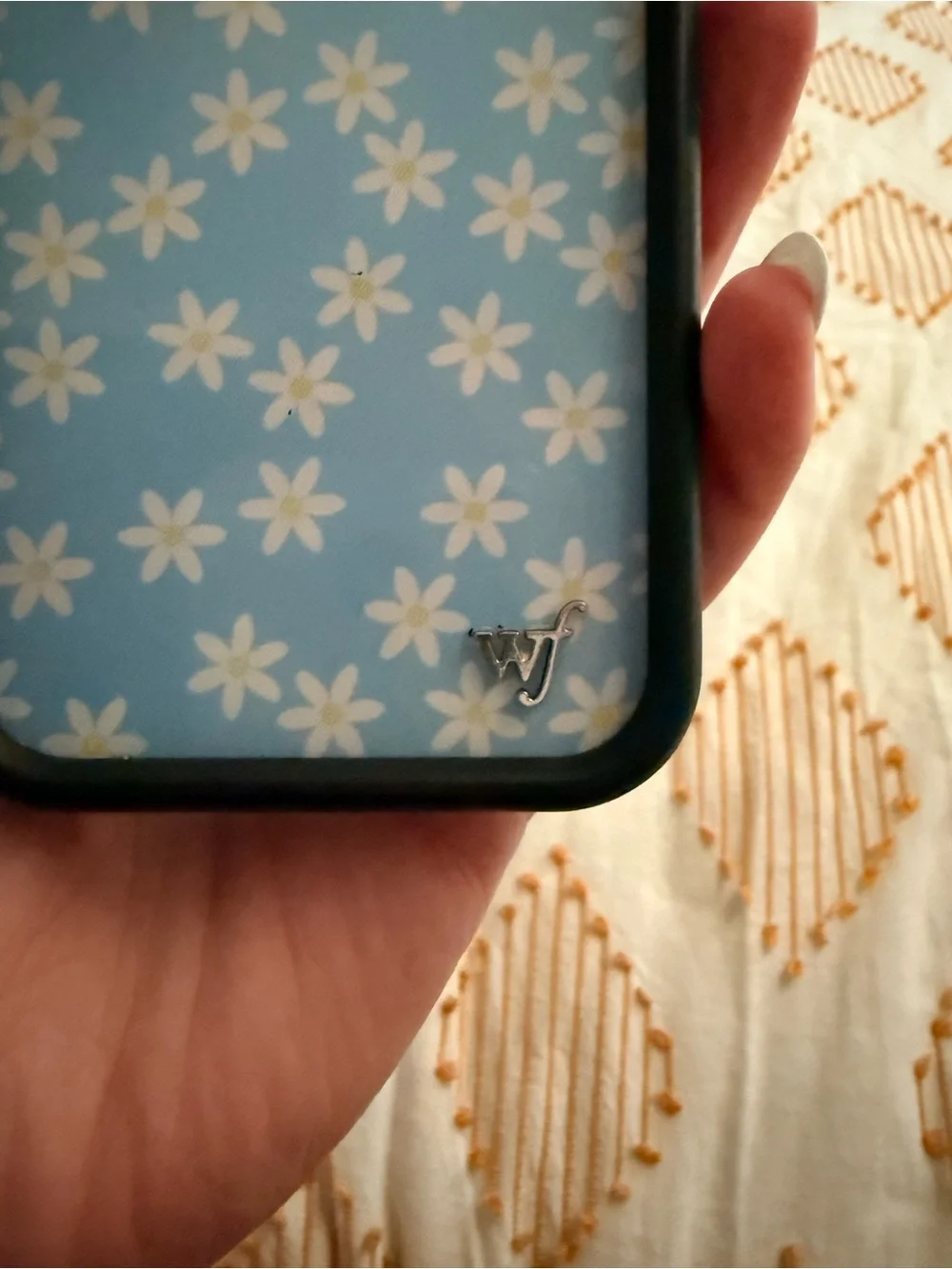 Wildflower IPhone 16prp Blue Daisy Phone Case with Black Bumper